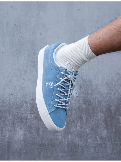 Goluck Designer Skate Shoes For Skateboarding Unisex Suede Leather Blue Trainers  Rubber Sole Sport sneake Walking Casual  Shoe