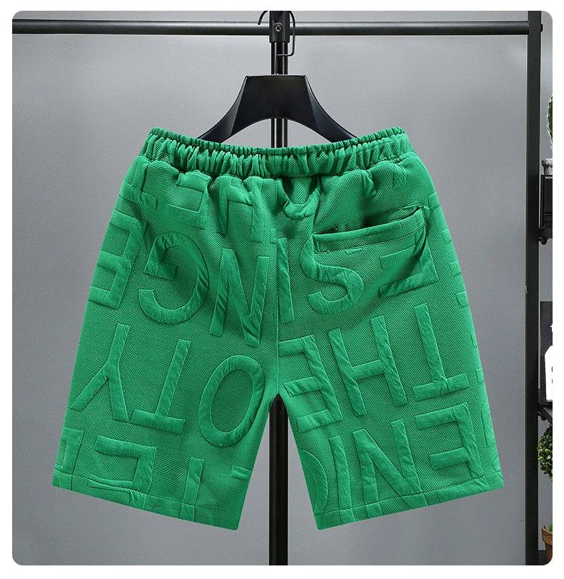 Letters Size 5XL 6XL 7XL 2023 New Fashion knitted Shorts Men Comfortable Elastic Waist Clothing Male Breathable Short Trousers