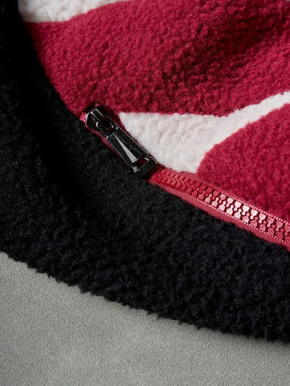 Men's Fleece Patchwork Streetwear Hoodie Jacket