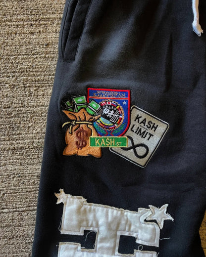 American Y2K Pants Baggy Sweatpants Letter Patch Retro Double Layer Design Men Hip Hop Gothic Elastic Waist Jogging Casual Pants