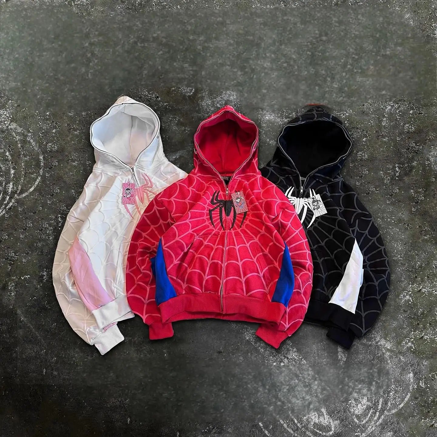 Y2K Spider 3D Print Oversized Zip Hoodie