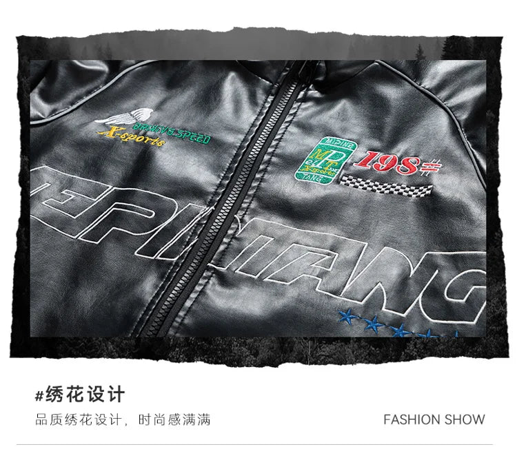 Leather Jacket Men Winter 2025 Motorcycle PU Leather Jacket Mens Stand Collar Casual Windbreaker Ropa De Hombre Slim Coat 7XL