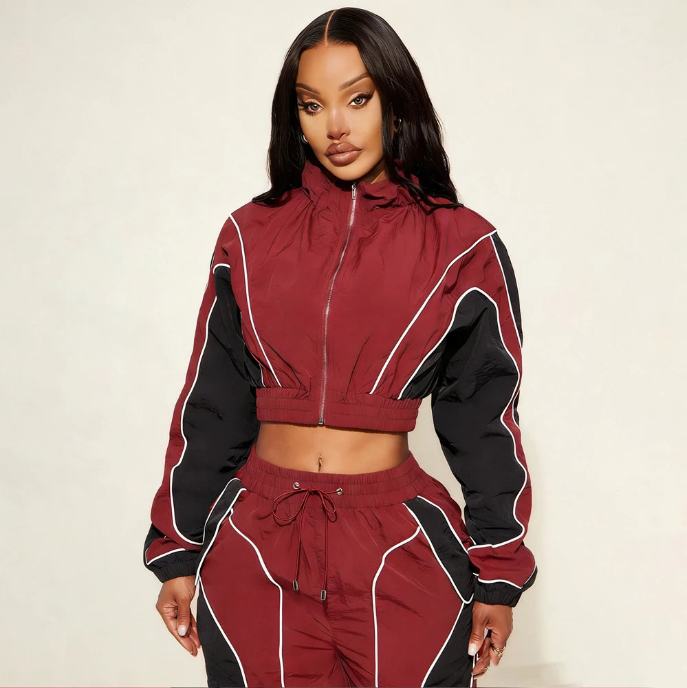 Premium Quality Nylon Tracksuit Set Zip-up Jacket Lightweight Waterproof Breathable Windbreaker Sets Training Tracksuits Women