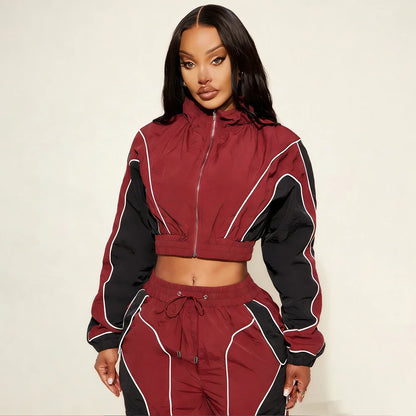 Premium Quality Nylon Tracksuit Set Zip-up Jacket Lightweight Waterproof Breathable Windbreaker Sets Training Tracksuits Women