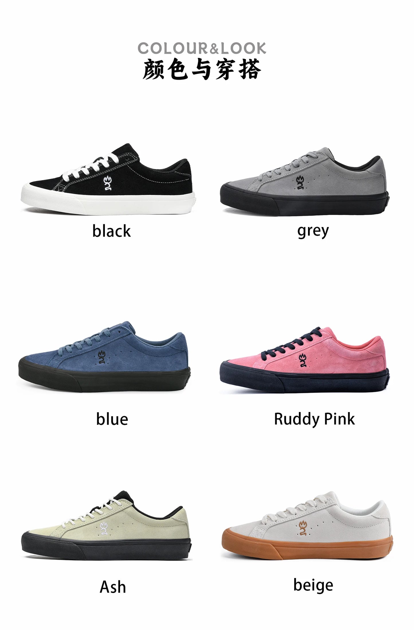 Goluck Designer Skate Shoes For Skateboarding Unisex Suede Leather Blue Trainers  Rubber Sole Sport sneake Walking Casual  Shoe