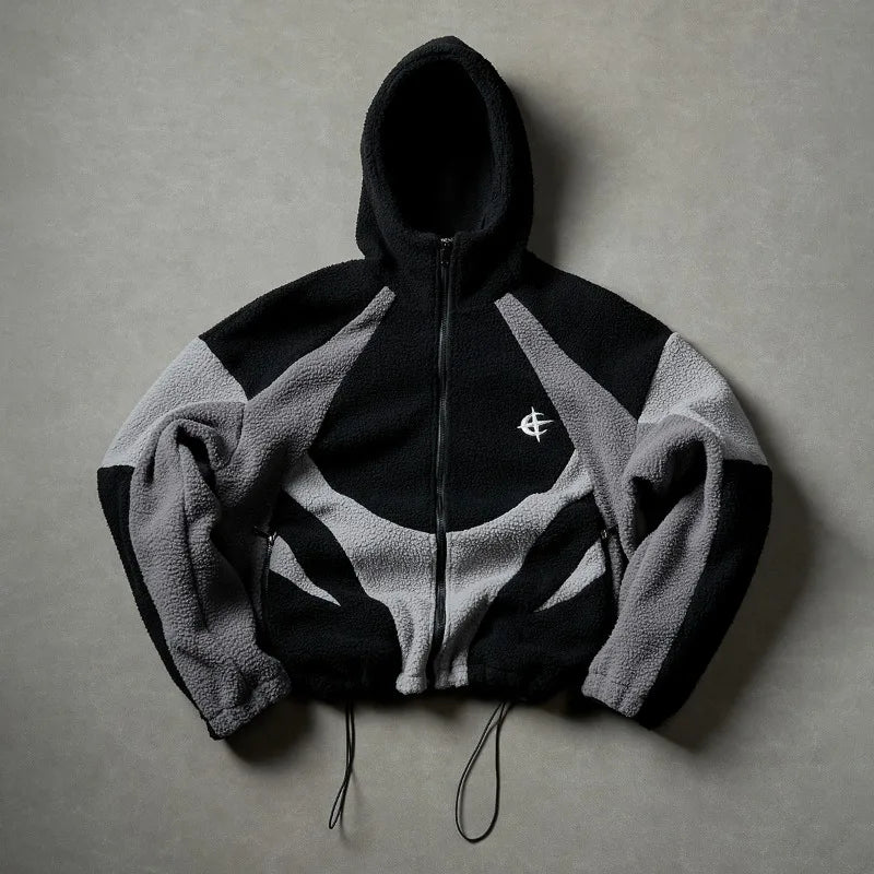 Men's Fleece Patchwork Streetwear Hoodie Jacket