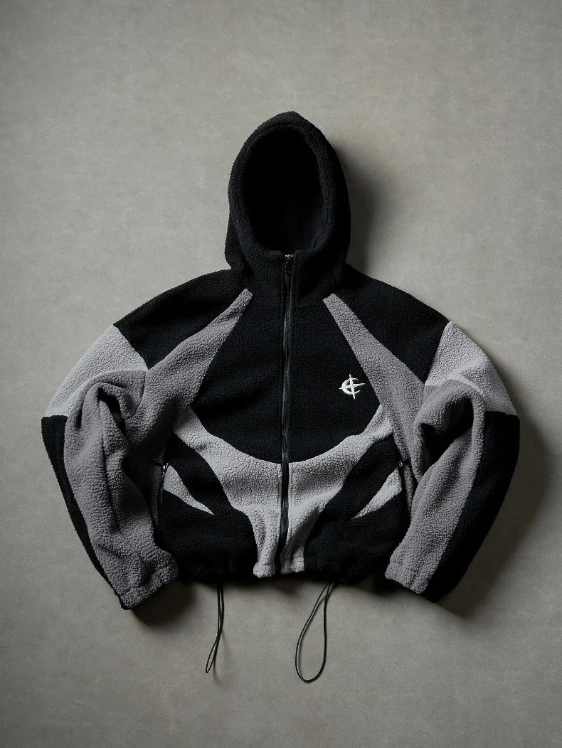 Men's Fleece Patchwork Streetwear Hoodie Jacket