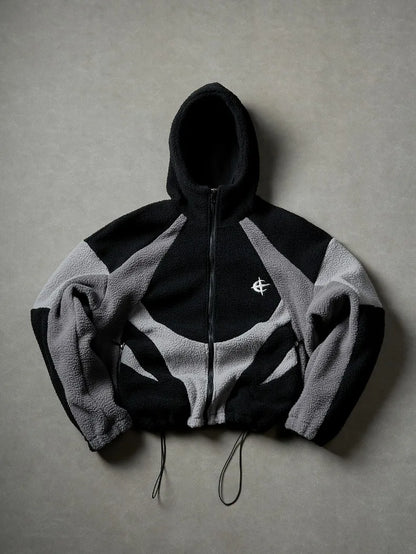 Men's Fleece Patchwork Streetwear Hoodie Jacket