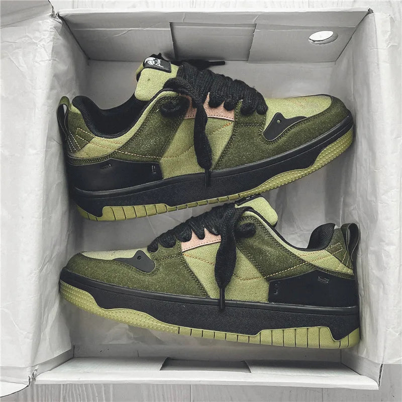 Men's Run Sneaker Walking Leather Shoes Youth Casual Cricket Shoes Fashion Trend Board Shoes Comfort Skateboard Shoes