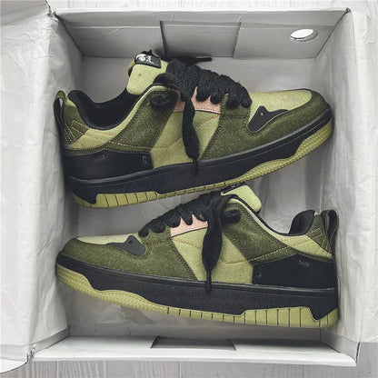 Men's Run Sneaker Walking Leather Shoes Youth Casual Cricket Shoes Fashion Trend Board Shoes Comfort Skateboard Shoes