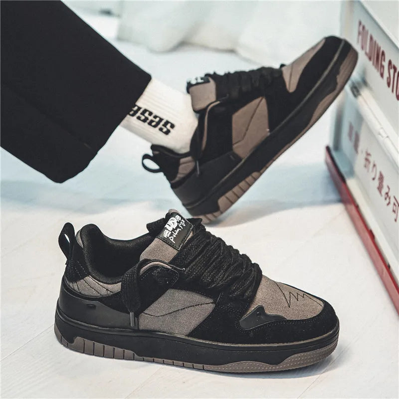 Men's Run Sneaker Walking Leather Shoes Youth Casual Cricket Shoes Fashion Trend Board Shoes Comfort Skateboard Shoes