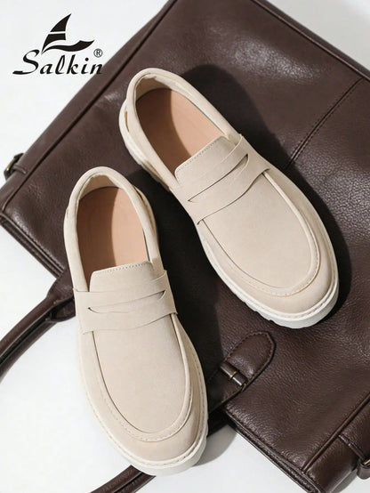 New Designer Casual Shoes Men's Slip On Loafers Preppy Comfortable Business Commute Outdoor Men Sneakers Suede Leather Shoes
