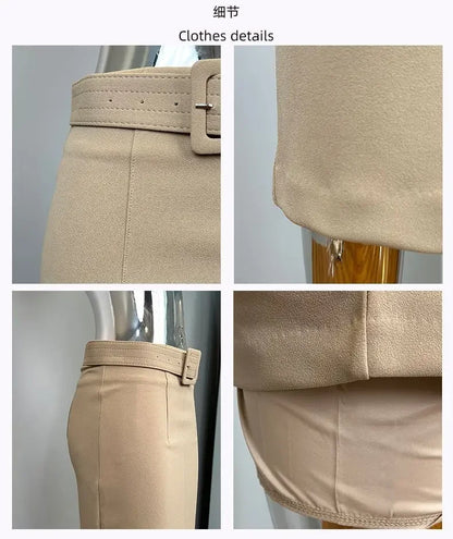Korean Autumn Dress New Style Stylish and Slim and High Waist Belt and Hip Skirt Korean Versatile Skirt Trendy