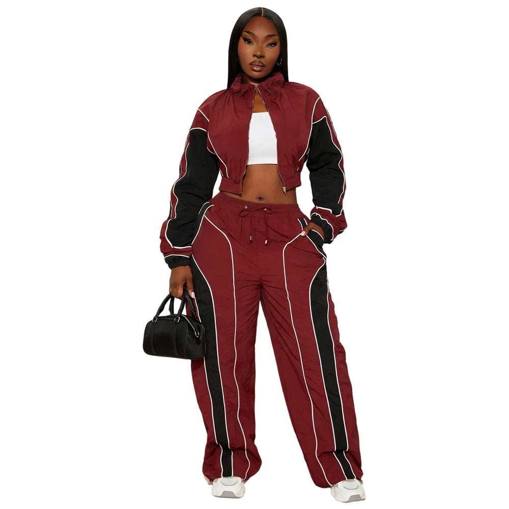 Premium Quality Nylon Tracksuit Set Zip-up Jacket Lightweight Waterproof Breathable Windbreaker Sets Training Tracksuits Women