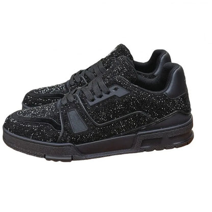 Fashionable Low-Top Unisex Trainer Shoes with Diamond Print High-Top Version Men's Sport Shoes Breathable Wear-Resistant Rubb...
