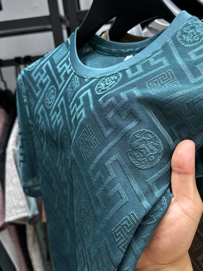 Brand Ice Silk Breathable Short Sleeve Men's O-neck Fashion Designer 2025 Summer Cool and Comfortable T-shirt Men's Wear