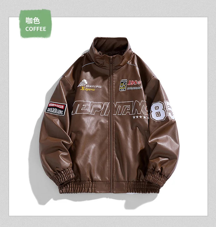 Leather Jacket Men Winter 2025 Motorcycle PU Leather Jacket Mens Stand Collar Casual Windbreaker Ropa De Hombre Slim Coat 7XL
