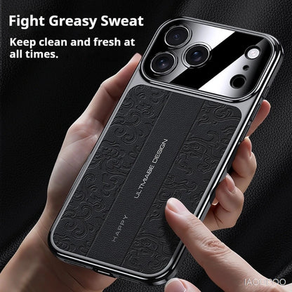 Luxurious Leather Back Electroplated Soft TPU Cover Case For iPhone 17 pro Max Air iPhone 16 15 14 ProMax
