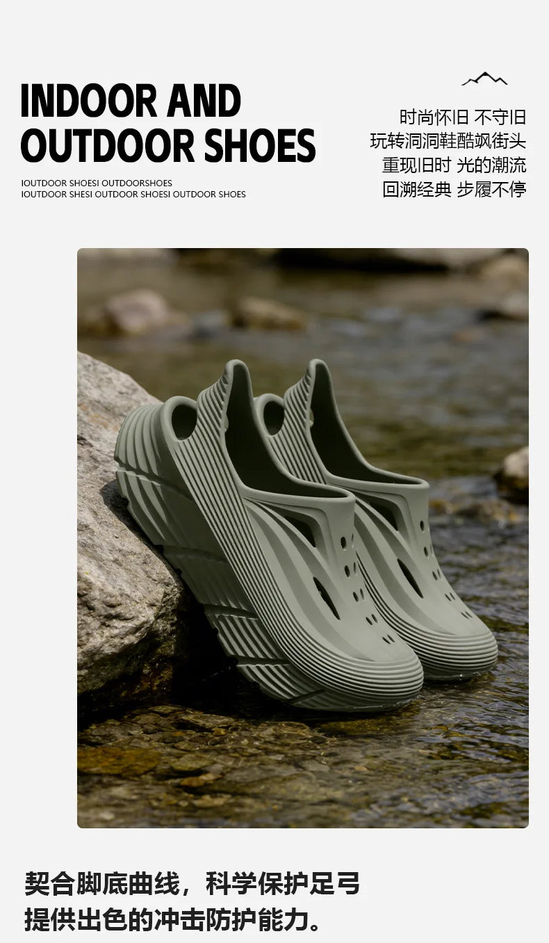 Anti slip hole shoes for men in summer 2026 new anti odor and anti poop feeling, outdoor sports EVA womens outdoor cool slippers