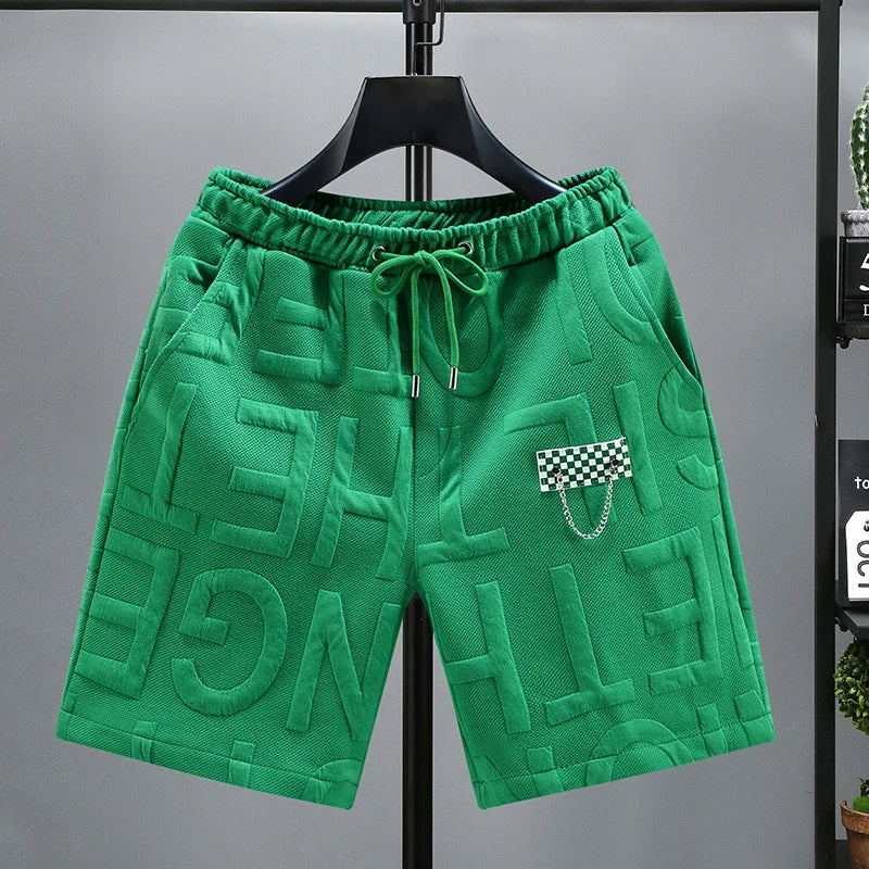 Letters Size 5XL 6XL 7XL 2023 New Fashion knitted Shorts Men Comfortable Elastic Waist Clothing Male Breathable Short Trousers