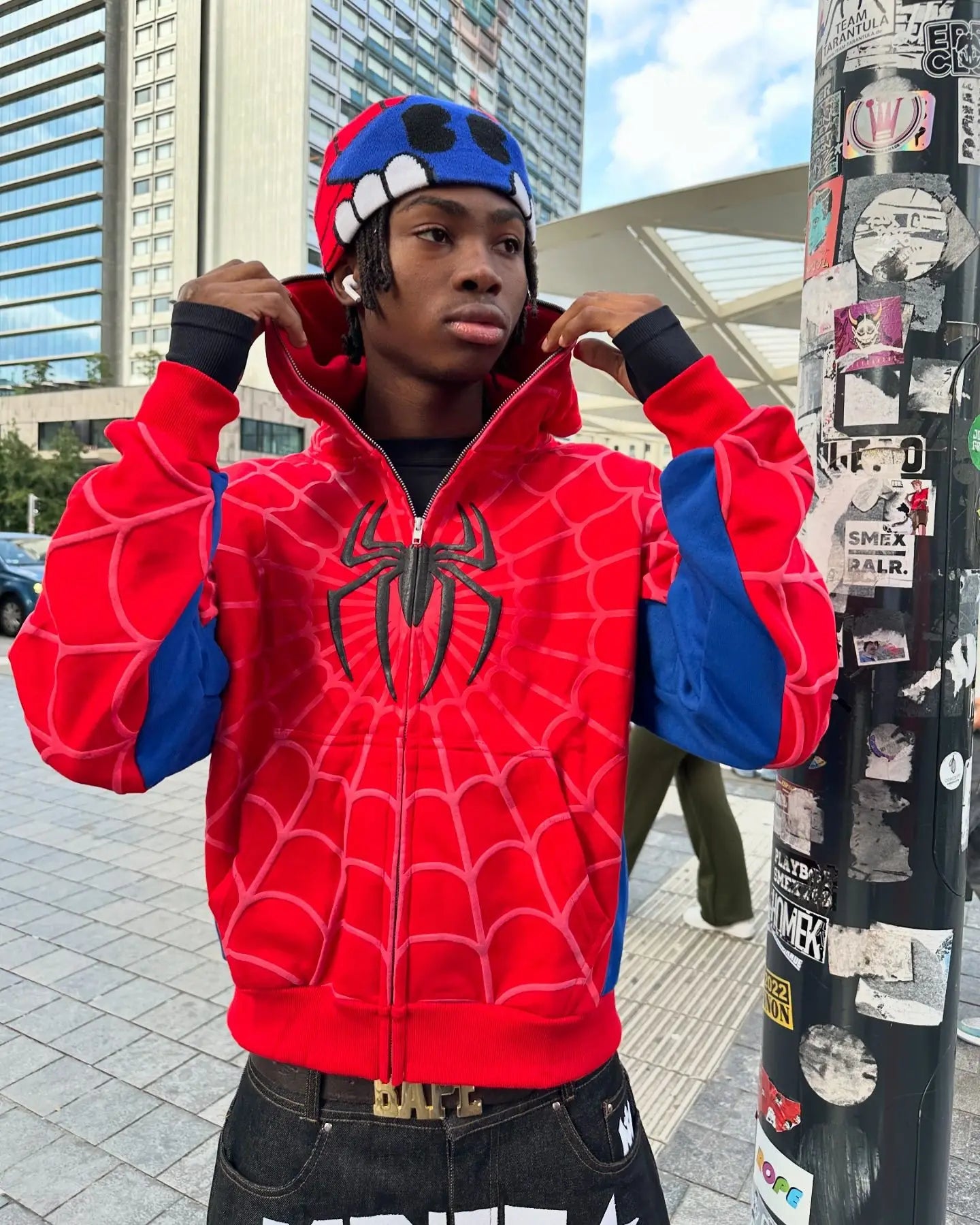 Y2K Spider 3D Print Oversized Zip Hoodie