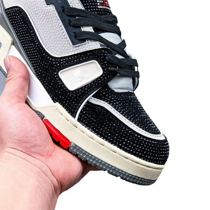Fashionable Low-Top Unisex Trainer Shoes with Diamond Print High-Top Version Men's Sport Shoes Breathable Wear-Resistant Rubb...