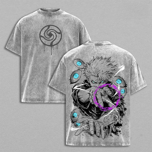 Jujutsu Kaisen Gojo Satoru T-shirt Anime Fashion Washed T Shirt Men's Women Clothing Summer Short Sleeve 100% Cotton Tees Tops