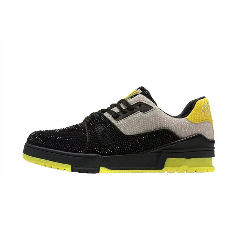 Fashionable Low-Top Unisex Trainer Shoes with Diamond Print High-Top Version Men's Sport Shoes Breathable Wear-Resistant Rubb...