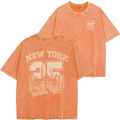 New York City Funny Print  Woman T Shirts Summer Vintage Washed Cotton Breathable Tee Shirt Fashion Casual Home Tshirt