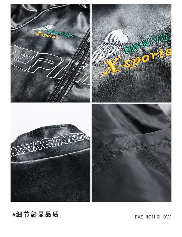 Leather Jacket Men Winter 2025 Motorcycle PU Leather Jacket Mens Stand Collar Casual Windbreaker Ropa De Hombre Slim Coat 7XL