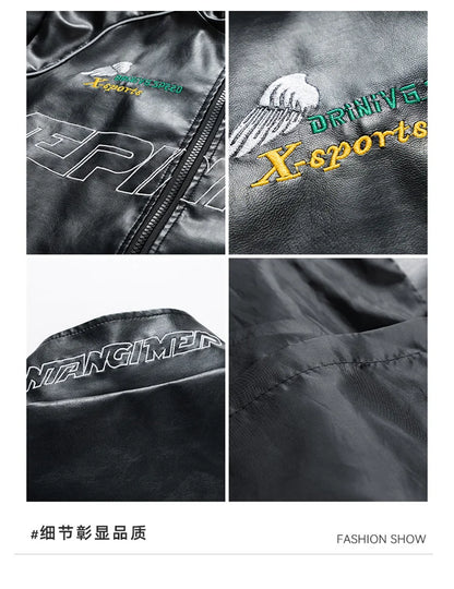 Leather Jacket Men Winter 2025 Motorcycle PU Leather Jacket Mens Stand Collar Casual Windbreaker Ropa De Hombre Slim Coat 7XL