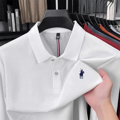 100% cotton high-end brand long sleeve polo shirt new Paul pony embroidery luxury comfort men's business leisure lapel T-shirt