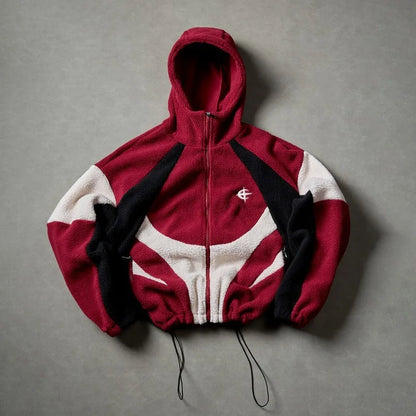 Men's Fleece Patchwork Streetwear Hoodie Jacket