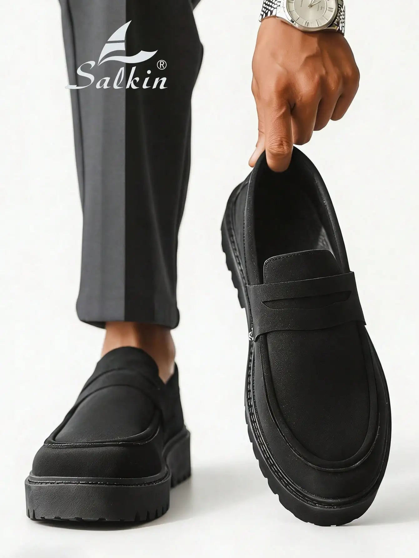 New Designer Casual Shoes Men's Slip On Loafers Preppy Comfortable Business Commute Outdoor Men Sneakers Suede Leather Shoes