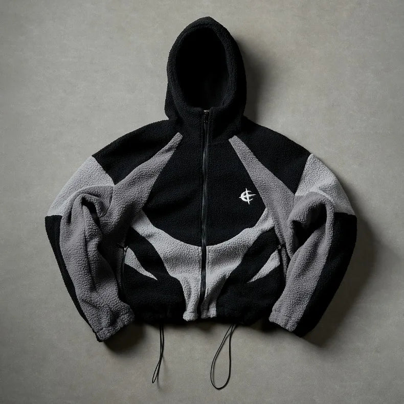 Men's Fleece Patchwork Streetwear Hoodie Jacket