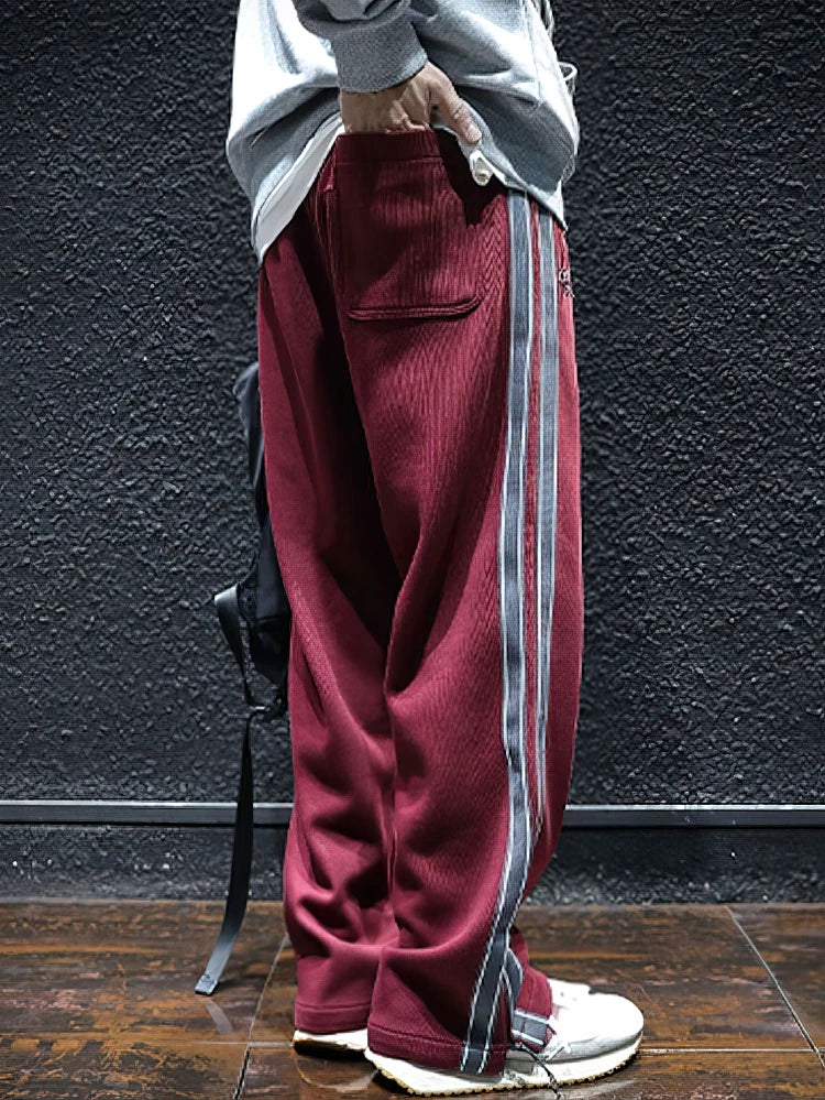 Side Zipper Split Casual Sport Baggy Sweatpants Men Straight Long Trousers Outdoor Running Jogging Cargo Pants