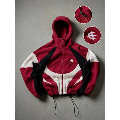 Men's Fleece Patchwork Streetwear Hoodie Jacket