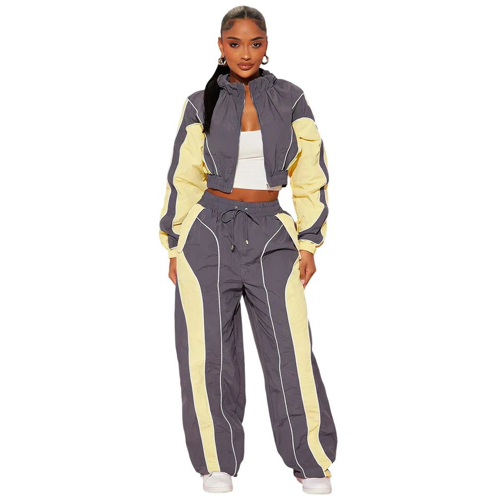 Premium Quality Nylon Tracksuit Set Zip-up Jacket Lightweight Waterproof Breathable Windbreaker Sets Training Tracksuits Women