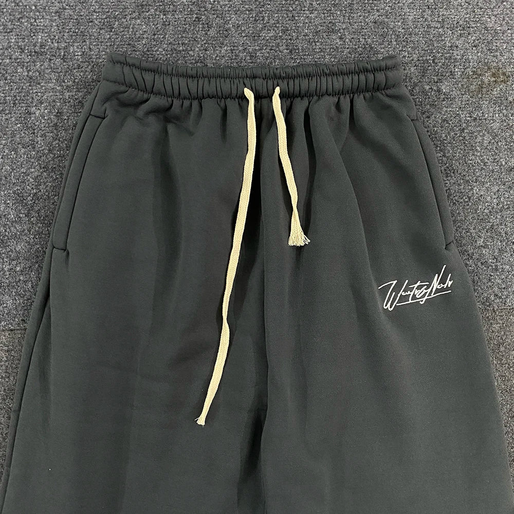 Trendy Letter Embroidery Patchwork Sweatpants Elastic American Sports for Men And Women