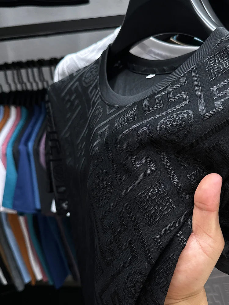 Brand Ice Silk Breathable Short Sleeve Men's O-neck Fashion Designer 2025 Summer Cool and Comfortable T-shirt Men's Wear