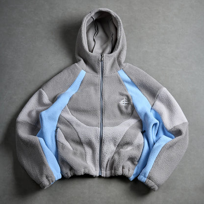 Men's Fleece Patchwork Streetwear Hoodie Jacket