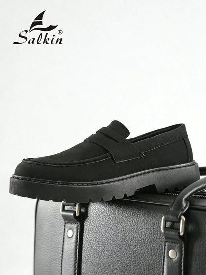 New Designer Casual Shoes Men's Slip On Loafers Preppy Comfortable Business Commute Outdoor Men Sneakers Suede Leather Shoes