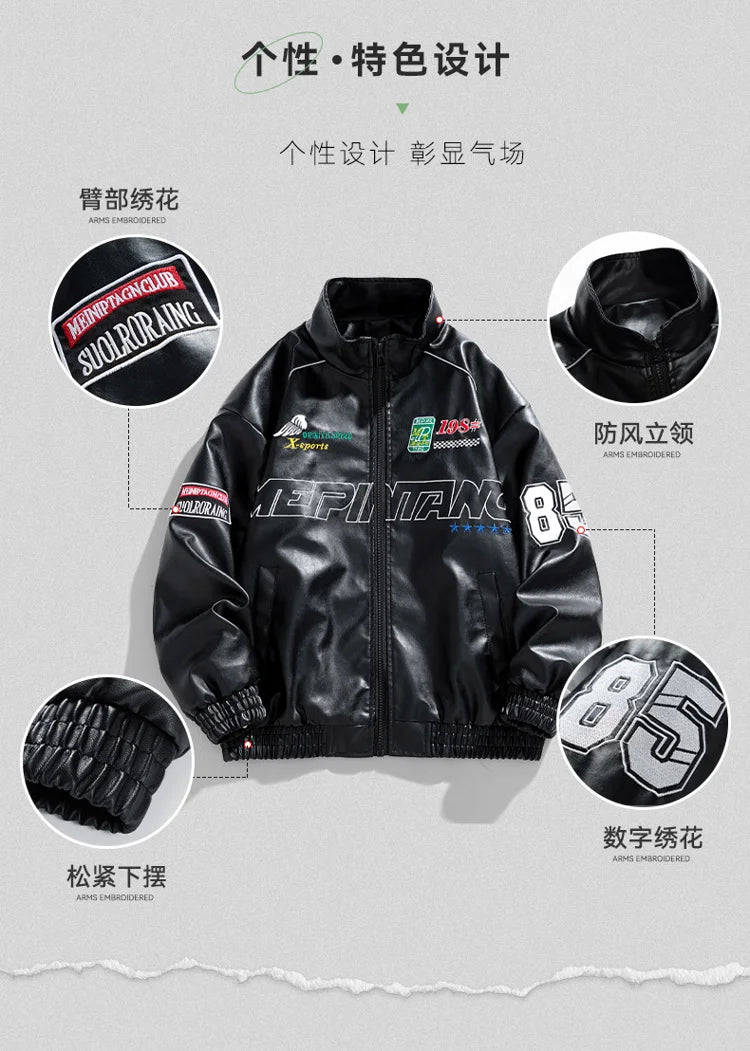 Leather Jacket Men Winter 2025 Motorcycle PU Leather Jacket Mens Stand Collar Casual Windbreaker Ropa De Hombre Slim Coat 7XL