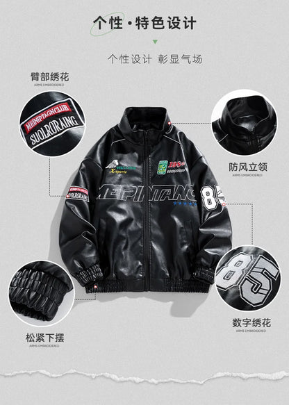 Leather Jacket Men Winter 2025 Motorcycle PU Leather Jacket Mens Stand Collar Casual Windbreaker Ropa De Hombre Slim Coat 7XL