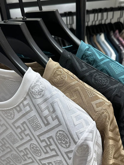 Brand Ice Silk Breathable Short Sleeve Men's O-neck Fashion Designer 2025 Summer Cool and Comfortable T-shirt Men's Wear