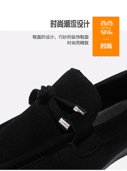 2026 Summer Casual Fashion Driving Loafers Suede Leather Minimalist Slip-Ons Comfortable Trendy Work Shoes Black & Khaki Two-Ton