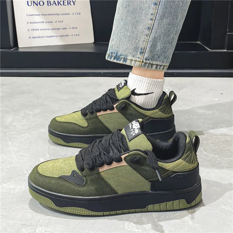 Men's Run Sneaker Walking Leather Shoes Youth Casual Cricket Shoes Fashion Trend Board Shoes Comfort Skateboard Shoes