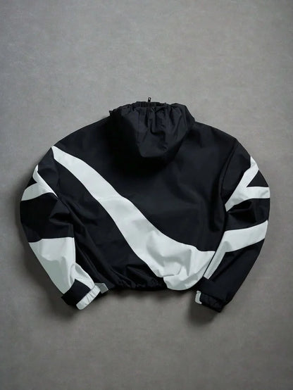 American Style Winter Short Jackets Men Fleece Lined Warm Hooded Coat Man Hip Hop Streetwear Loose Fit Outdoor Windbreaker