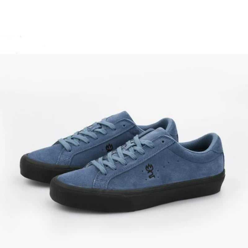 Goluck Designer Skate Shoes For Skateboarding Unisex Suede Leather Blue Trainers  Rubber Sole Sport sneake Walking Casual  Shoe