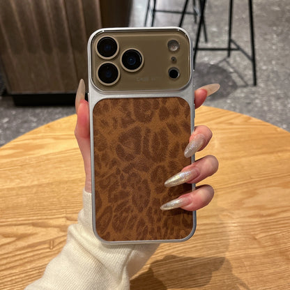 Original Leopard Print Texture Phone Case For iPhone 17 16 15 14 13 Pro Max Large Window Lens Protection Shockproof Matte Cover